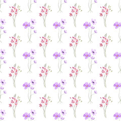 Seamless pattern, floral minimalist background with watercolor flowers. Repeat fabric wallpaper print texture. Perfectly for wrapped paper, backdrop.