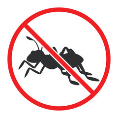 Ant Prohibited and No Ant Warning Sign Vector – Pest Control and Hygiene Prohibition Symbol