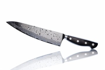 Sharp Wet Chef s Kitchen Knife with Black Handle Steel Blade Culinary on transparent background