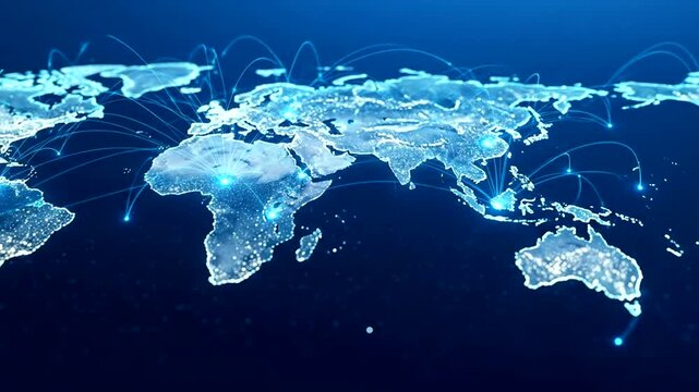 Global Connectivity Map with Digital Network Lines and Data Points