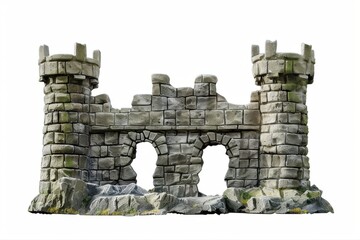 Castle ruins isolated ancient stone building medieval architecture on transparent background