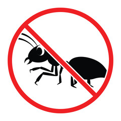 Ant Prohibited and No Ant Warning Sign Vector – Pest Control and Hygiene Prohibition Symbol