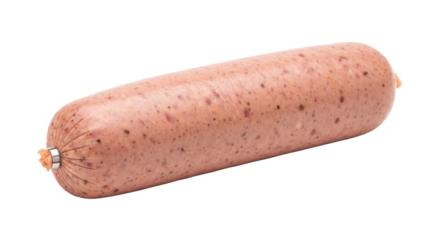 Isolated German liver sausage is typical of Germany, made of pork, bacon, and onions