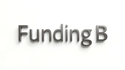 Metallic 3D letters spell Funding B on a clean white background, perfect for business.