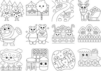 Charming Cartoon Characters and Objects for Coloring Pages cookie candy
