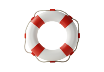 Life Preserver Red and White Rescue Ring isolated on transparent background