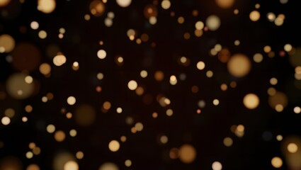 Abstract background of golden bokeh lights on a dark background