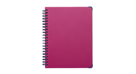 Isolated pink notebook with wire binding and rounded corners for writing and drawing ideas