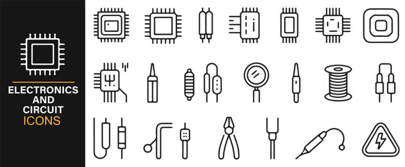Vector Illustration of Electronics Circuit Parts, Including Resistors and Diodes