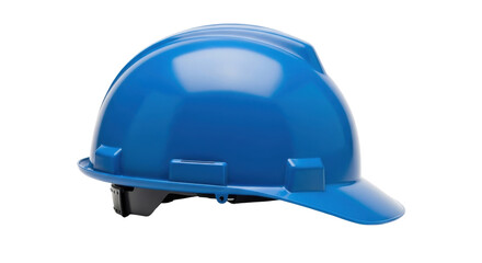 Isolated blue hardhat or safety helmet for construction worker on studio no background
