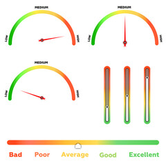 Performance Meter Dashboard, Speed Indicator Gauge Rating Scale Design, vector illustration