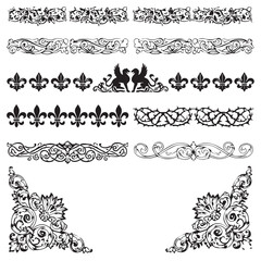 Fototapeta premium Set of Vintage Ornamental Borders and Dividers