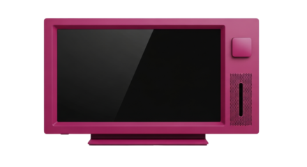 Isolated pink touchscreen computer appliance for vintage or retro style technology device