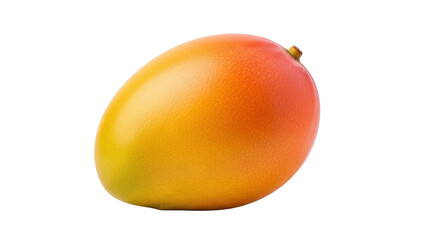 Isolated colorful mango with smooth skin, ripe tropical fruit with reddish hue and yellow tones