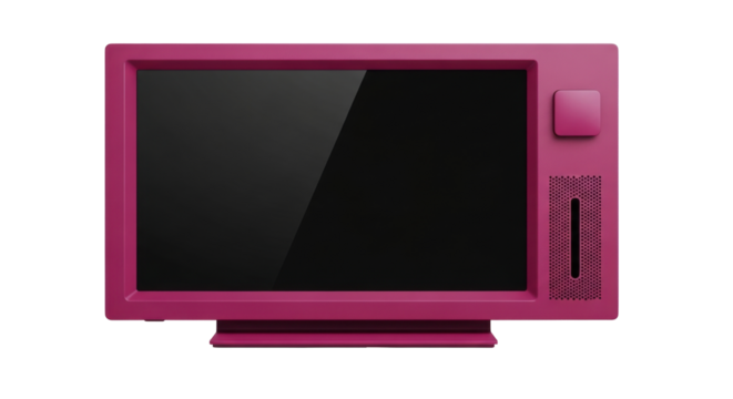 Isolated pink touchscreen computer appliance for vintage or retro style technology device