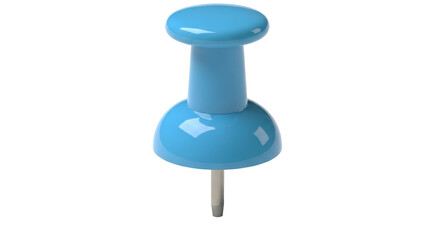 Isolated blue thumbtack with metal pin ready to use for office noticeboards and corkboards