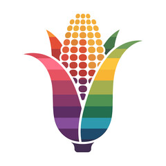 geometric corn illustration with colorful polygon shapes symbolizing harvest season and thanksgiving vector design