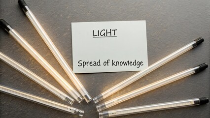 Conceptual composition of light rays spreading knowledge