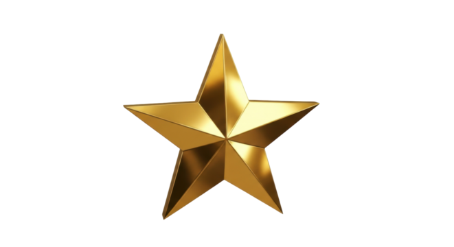 Isolated Shiny Golden Star Award for Excellence and Achievement, Premium Gold Quality