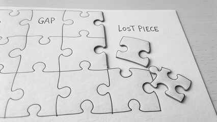 Puzzle with Missing Piece and Gap Representing Challenges in Completing Tasks and Finding Solutions Conceptual Image