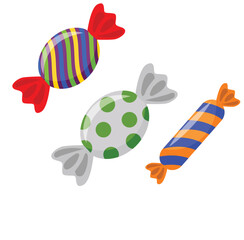 Cute cartoon hand drawn vector Christmas candies clipart. 