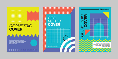 Geometric Cover Vector Templates, Modern Abstract Poster Design Set