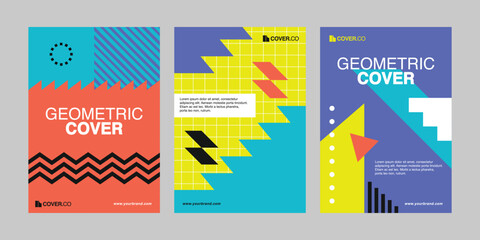Geometric Cover Vector Templates, Modern Abstract Poster Design Set