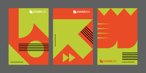 Geometric Cover Vector Templates, Modern Abstract Poster Design Set