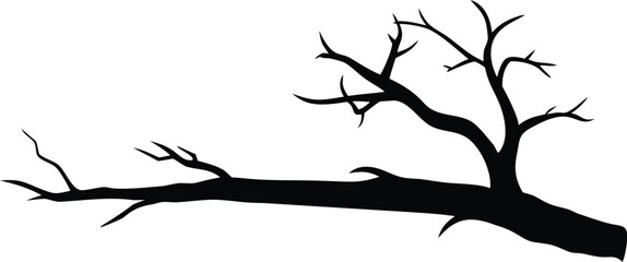  a dry branch of a dead tree against silhouette vector