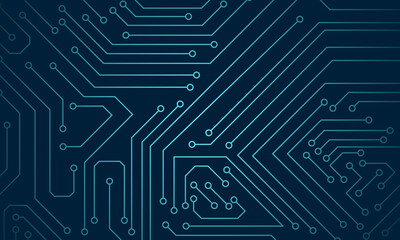 futuristic digital background with connected electronic circuit lines forming modern technology pattern in blue