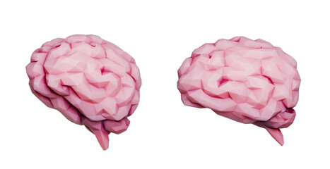 polygon cartoon human brain 3d element cutout