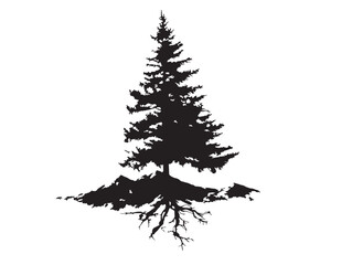 Elegant Fir Tree Silhouette Symbol of Mountain Wilderness