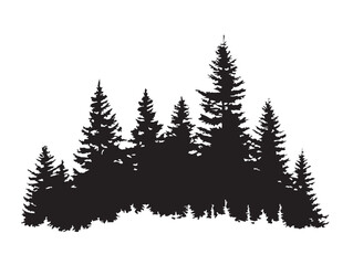 Obraz premium Striking solid black mountain pine tree vector illustration for branding