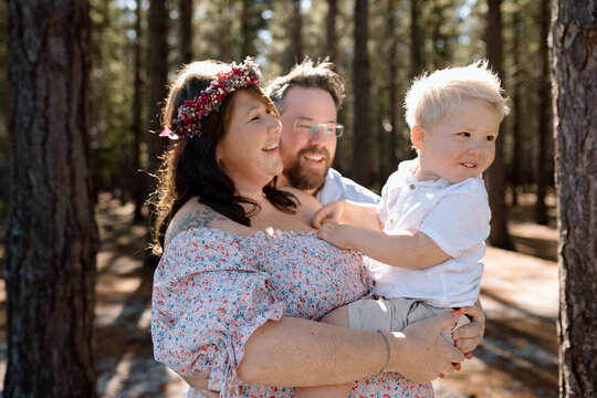 Family Maternity Photos in a Forest