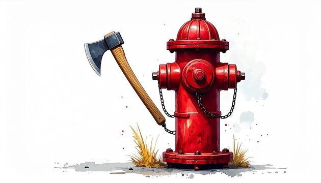 red fire hydrant on a brick wall