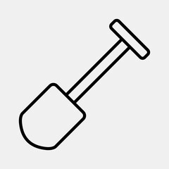 Icon shovel. Gold mining elements. Icon in line style.