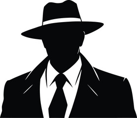  Mysterious Figure in Fedora silhouette vector