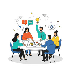 Office Team Brainstorming – Business Collaboration Concept