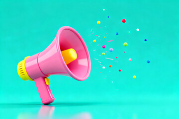 Pink megaphone with colorful balls