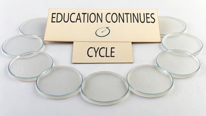 Transparent Discs Arranged in a Cycle Indicating Education