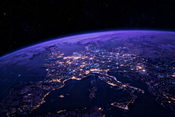 Earth city lights from space