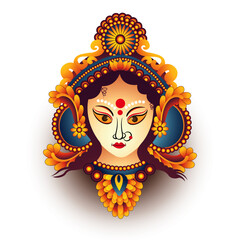 Ganesh inspired colorful vector skull tattoo design with festive carnival mask and fire elements