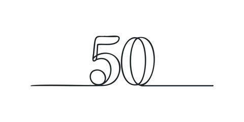 Number fifty in continuous line style