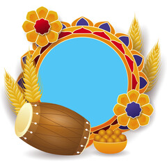 Golden Sunflower Floral Frame Illustration