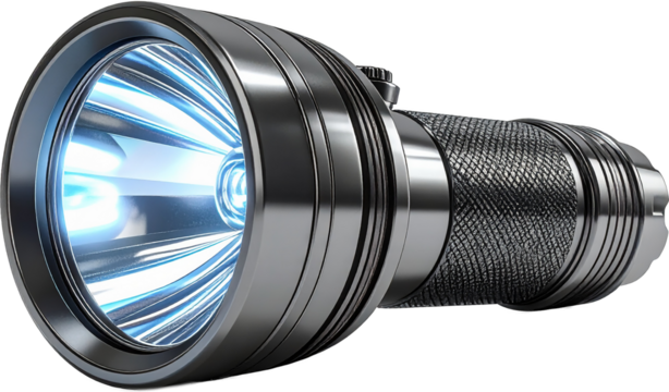 3D Render of Flashlight Isolated on White Background
