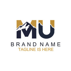 Initial M U Logo Design For Mining Company