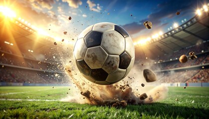 Dynamic Soccer Ball Impact A Burst of Energy on the Field Under the Stadium Lights