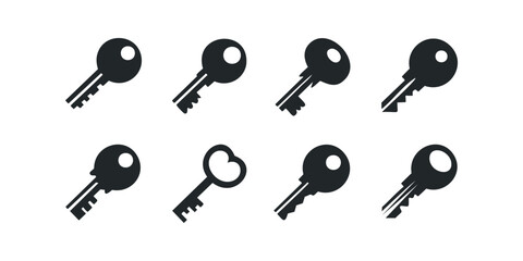 Collection of eight diverse key icons