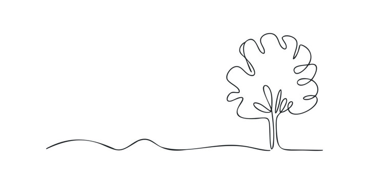 Minimalist single line drawing of a stylized tree