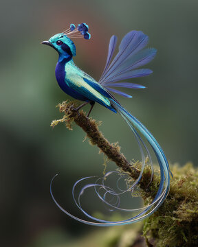 Oiseau des parades &mdash; m&acirc;le aux rubans caudaux h&eacute;lico&iuml;daux